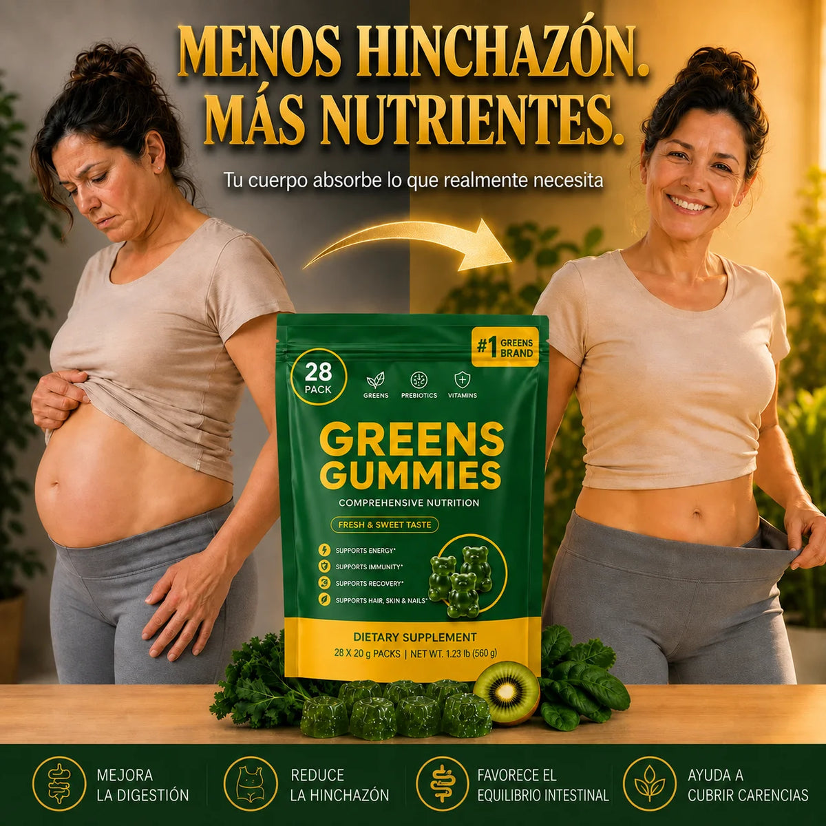 Gomitas nutricionales que reducen la hinchazón