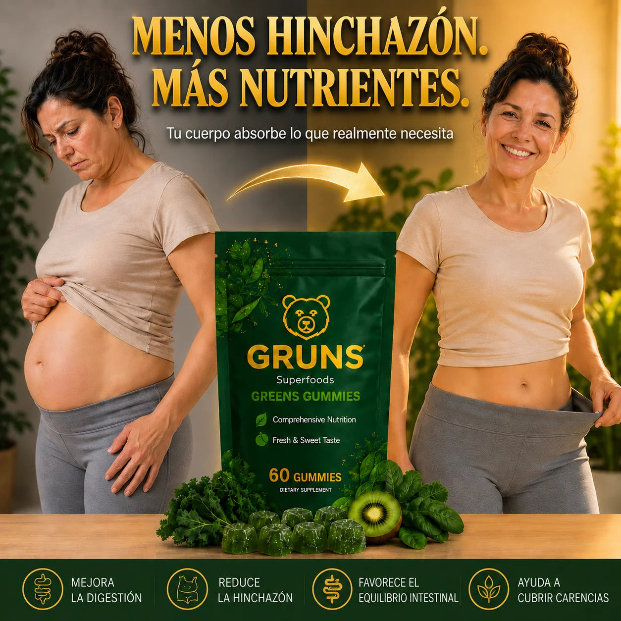 Gomitas nutricionales que reducen la hinchazón